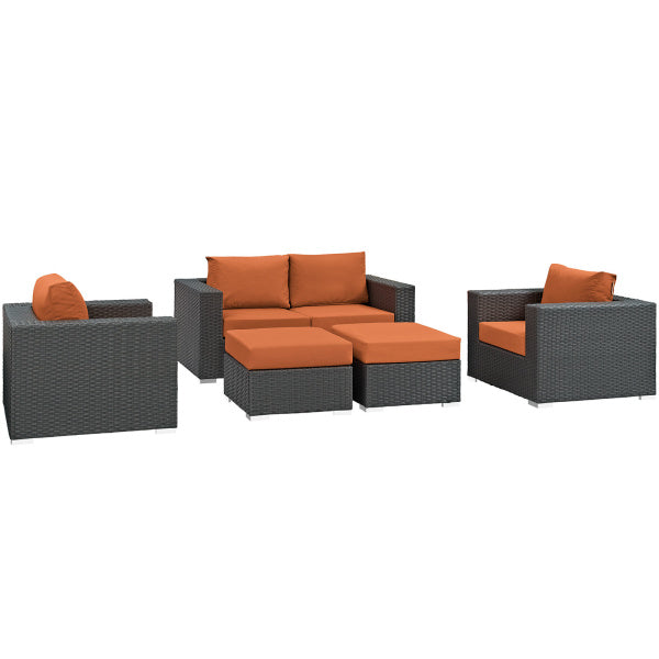 Sojourn 5 Piece Outdoor Patio Sunbrella Sectional Set by Modway