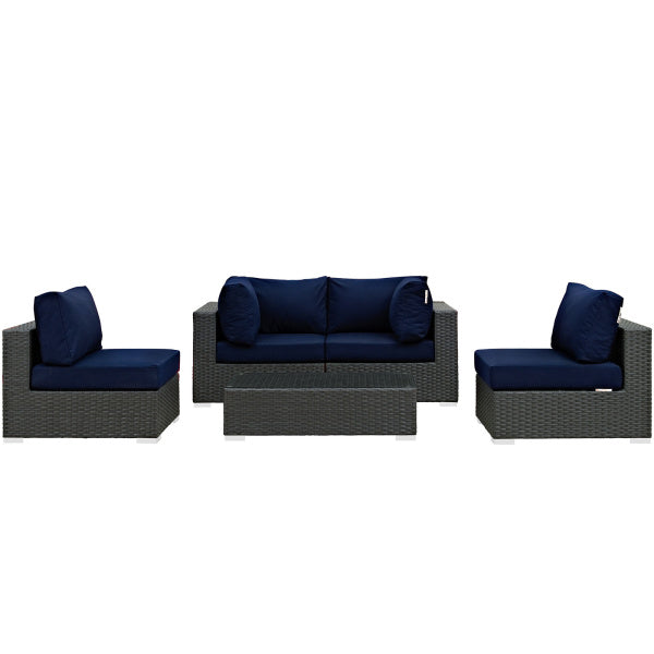 Sojourn 5 Piece Outdoor Patio Sunbrella Sectional Set by Modway