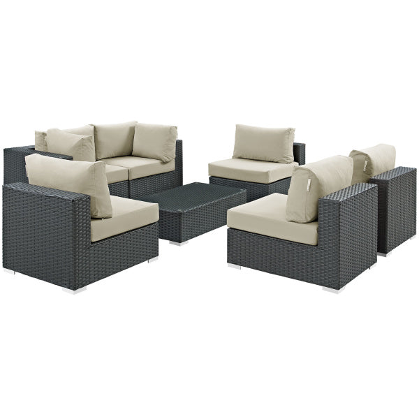 Sojourn 7 Piece Outdoor Patio Sunbrella Sectional Set by Modway