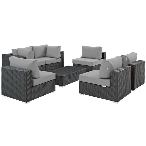 Sojourn 7 Piece Outdoor Patio Sunbrella Sectional Set by Modway