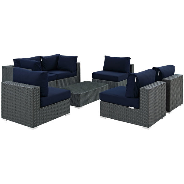 Sojourn 7 Piece Outdoor Patio Sunbrella Sectional Set by Modway