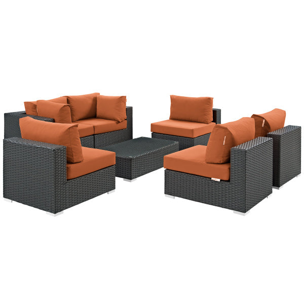 Sojourn 7 Piece Outdoor Patio Sunbrella Sectional Set by Modway