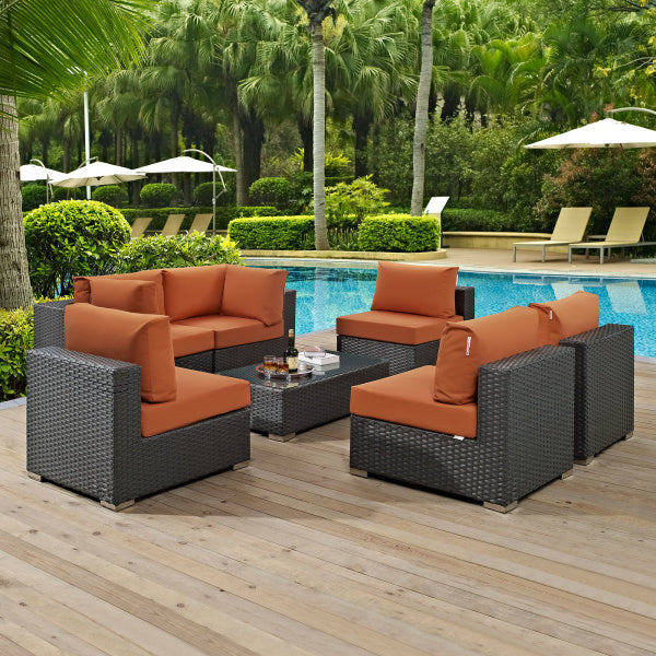 Sojourn 7 Piece Outdoor Patio Sunbrella Sectional Set by Modway