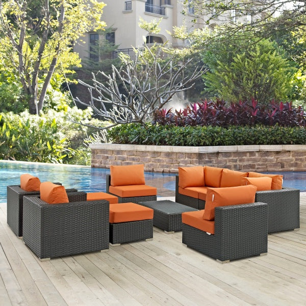 Sojourn 10 Piece Outdoor Patio Sunbrella Sectional Set by Modway