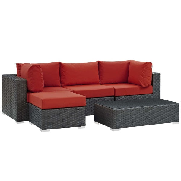 Sojourn 5 Piece Outdoor Patio Sunbrella Sectional Set by Modway