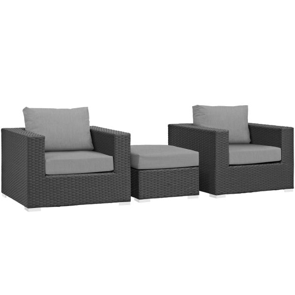 Sojourn 3 Piece Outdoor Patio Sunbrella Sectional Set by Modway