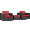 Sojourn 3 Piece Outdoor Patio Sunbrella Sectional Set by Modway