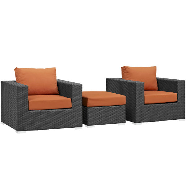 Sojourn 3 Piece Outdoor Patio Sunbrella Sectional Set by Modway