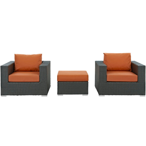 Sojourn 3 Piece Outdoor Patio Sunbrella Sectional Set by Modway