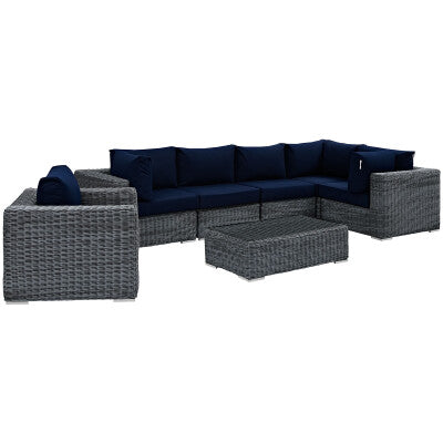 Summon 7 Piece Outdoor Patio Sunbrella Sectional Set by Modway