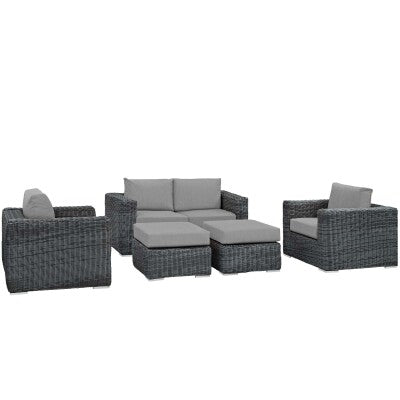 Summon 5 Piece Outdoor Patio Sunbrella Sectional Set by Modway