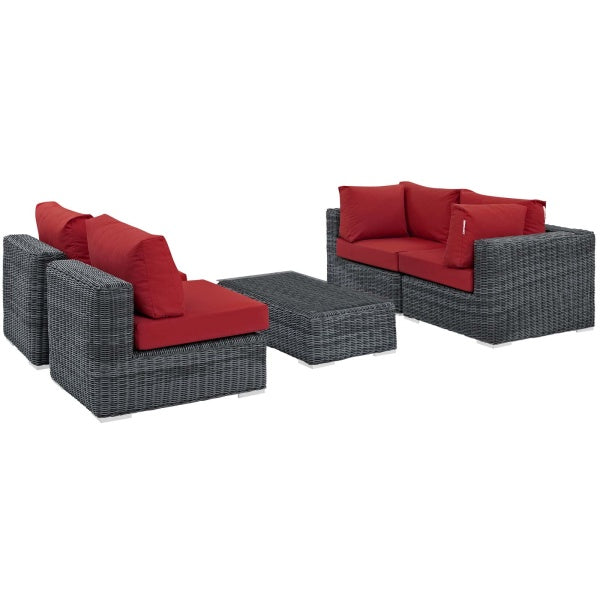 Summon 5 Piece Outdoor Patio Sunbrella Sectional Set by Modway