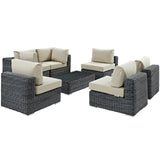 Summon 7 Piece Outdoor Patio Sunbrella Sectional Set by Modway