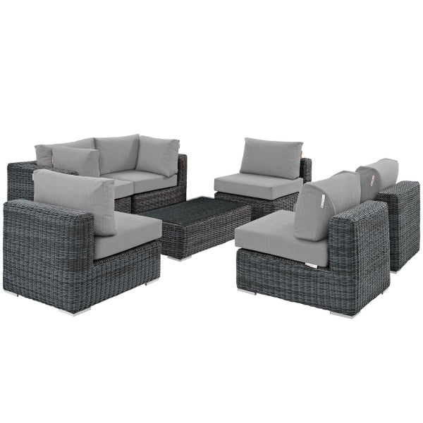 Summon 7 Piece Outdoor Patio Sunbrella Sectional Set by Modway