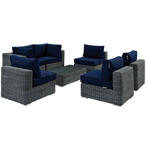 Summon 7 Piece Outdoor Patio Sunbrella Sectional Set by Modway