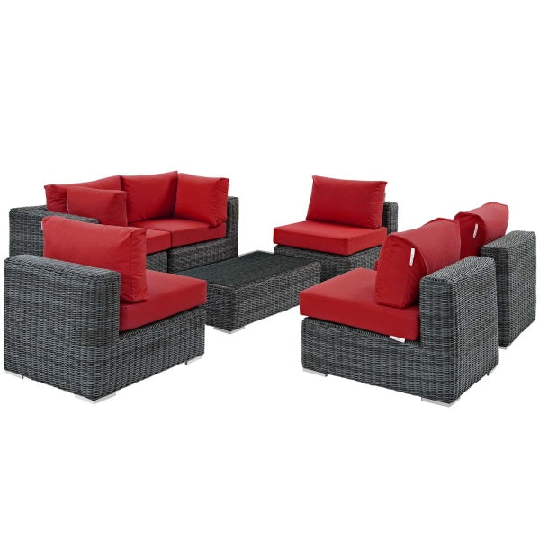 Summon 7 Piece Outdoor Patio Sunbrella Sectional Set by Modway