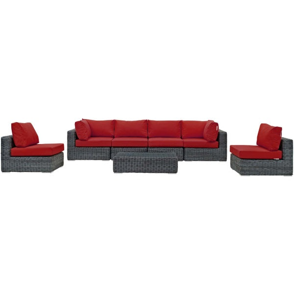 Summon 7 Piece Outdoor Patio Sunbrella Sectional Set by Modway