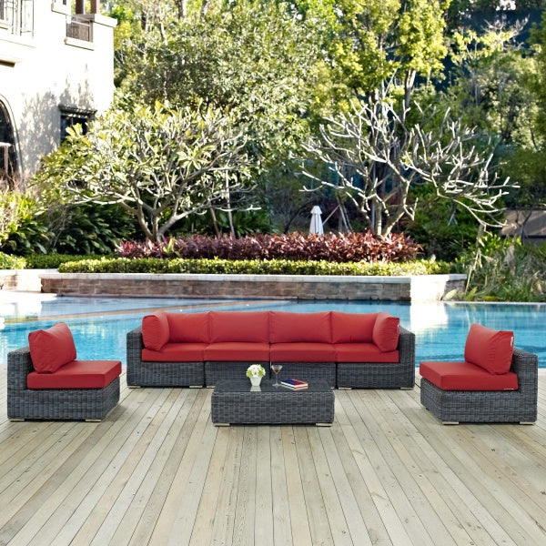 Summon 7 Piece Outdoor Patio Sunbrella Sectional Set by Modway