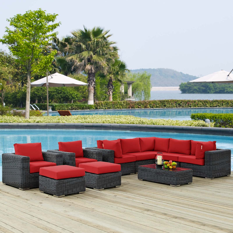 Summon 10 Piece Outdoor Patio Sunbrella Sectional Set by Modway