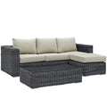 Summon 3 Piece Outdoor Patio Sunbrella Sectional Set by Modway