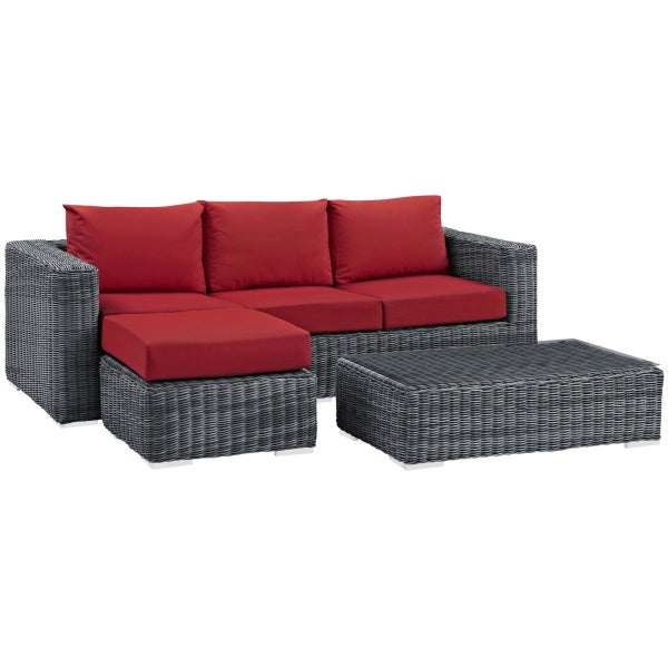 Summon 3 Piece Outdoor Patio Sunbrella Sectional Set by Modway