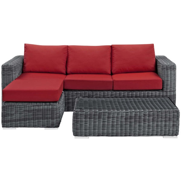 Summon 3 Piece Outdoor Patio Sunbrella Sectional Set by Modway