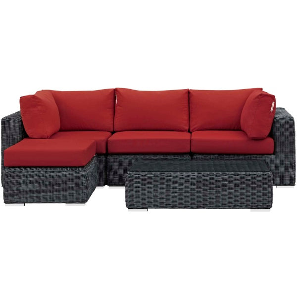 Summon 5 Piece Outdoor Patio Sunbrella Sectional Set by Modway
