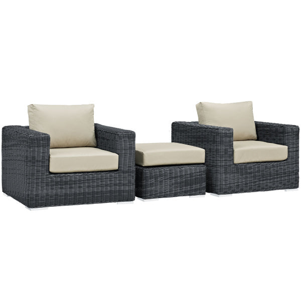 Summon 3 Piece Outdoor Patio Sunbrella Sectional Set by Modway