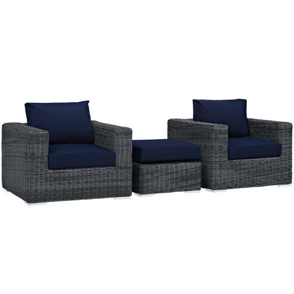 Summon 3 Piece Outdoor Patio Sunbrella Sectional Set by Modway