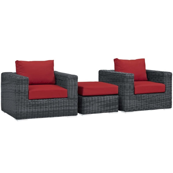 Summon 3 Piece Outdoor Patio Sunbrella Sectional Set by Modway