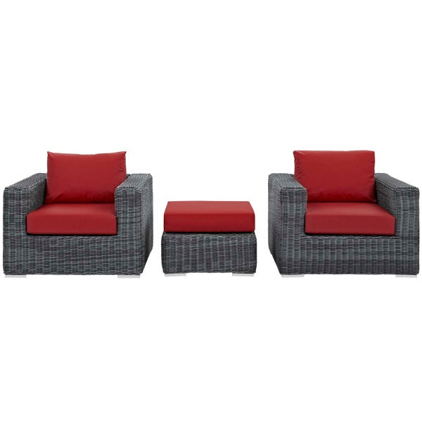 Summon 3 Piece Outdoor Patio Sunbrella Sectional Set by Modway