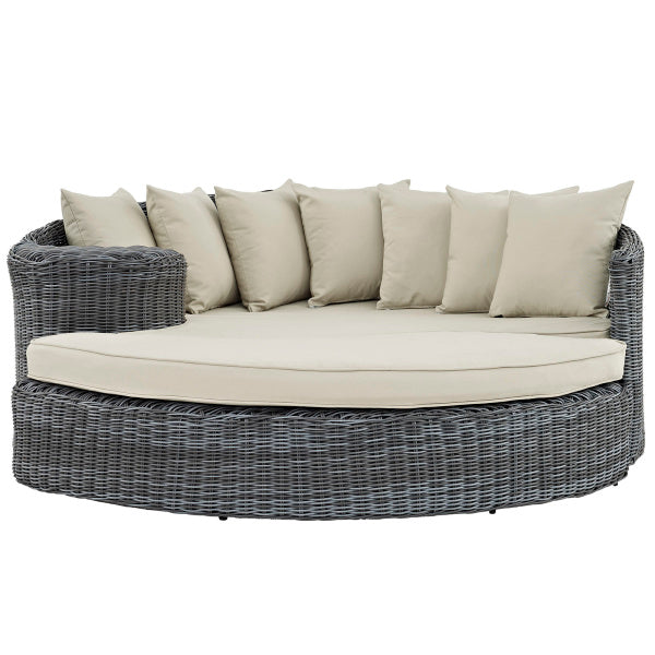 Summon Outdoor Patio Sunbrella Daybed in Antique Canvas Beige by Modway