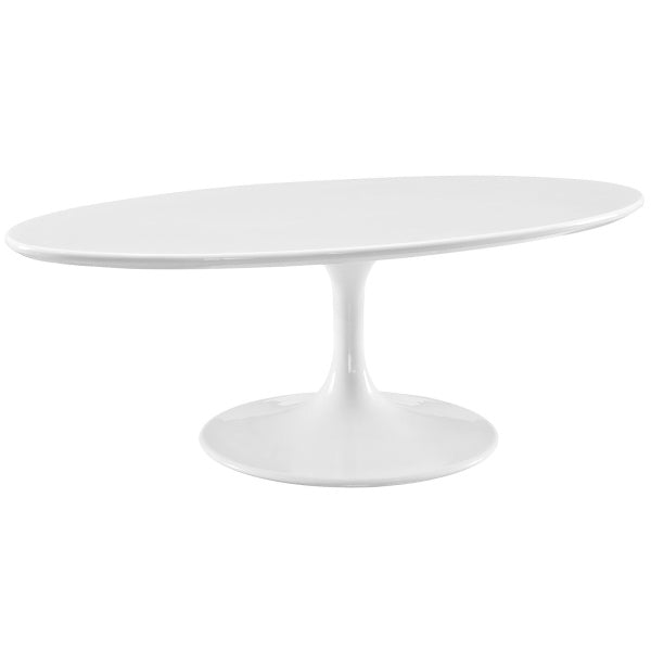 Lippa 48" OvalShaped Wood Top Coffee Table White by Modway