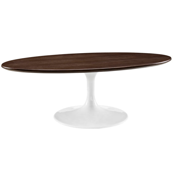 Lippa 48" Oval-Shaped Walnut Coffee Table By Modway