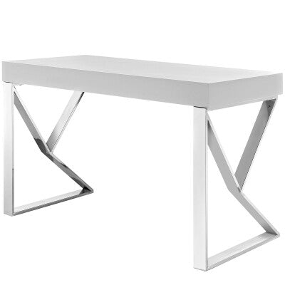 Adjacent Desk White Silver by Modway