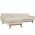 Engage Left-Facing Upholstered Fabric Sectional Sofa in White by Modway