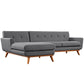 Engage Left-Facing Upholstered Fabric Sectional Sofa in White by Modway