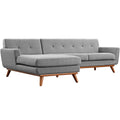 Engage Left-Facing Upholstered Fabric Sectional Sofa in White by Modway