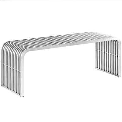 Pipe 47" Stainless Steel Bench Silver by Modway