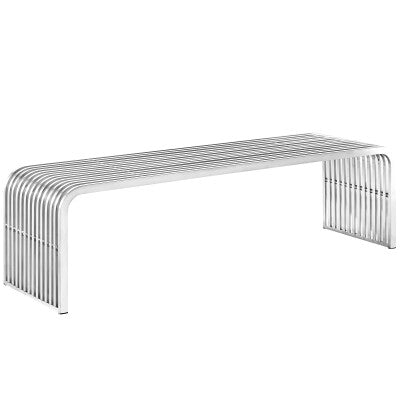 Pipe 60" Stainless Steel Bench Silver by Modway
