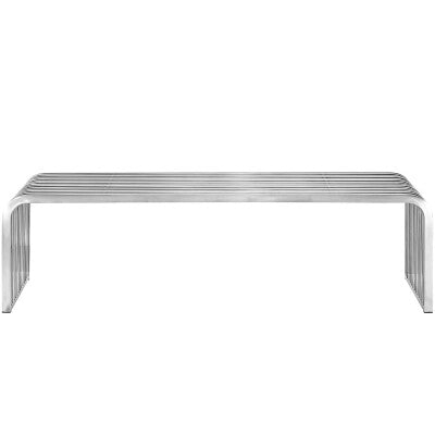 Pipe 60" Stainless Steel Bench Silver by Modway