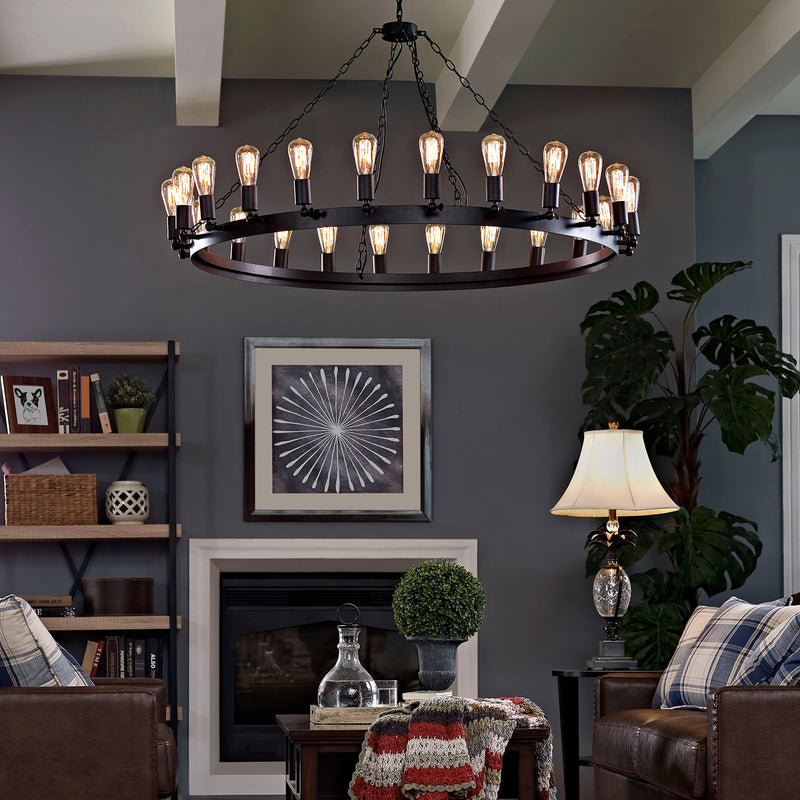 Teleport 52" Chandelier Brown in Black by Modway