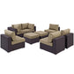 Convene 8 Piece Outdoor Patio Sectional Set in Espresso Mocha by Modway