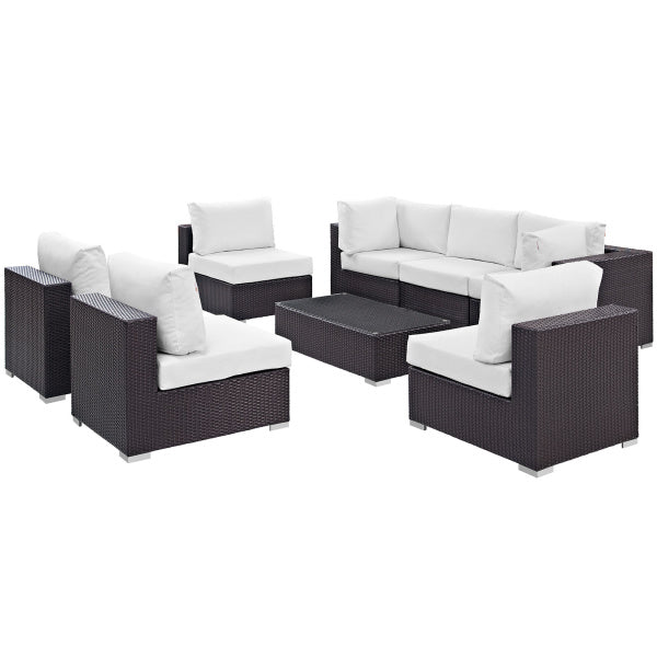 Convene 8 Piece Outdoor Patio Sectional Set in Espresso White by Modway