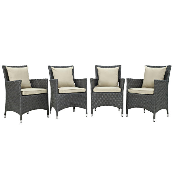 Sojourn 4 Piece Outdoor Patio Sunbrella Dining Set in Canvas by Modway