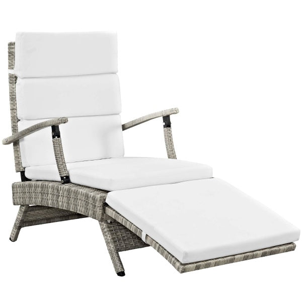 Envisage Chaise Outdoor Patio Wicker Rattan Lounge Chair in Light by Modway
