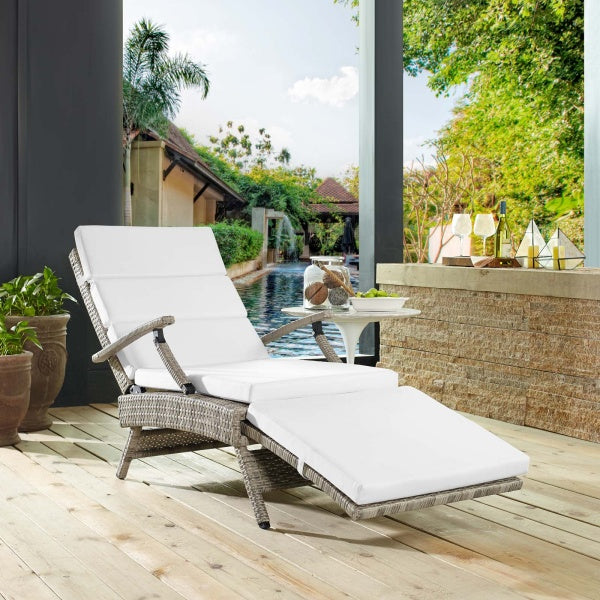 Envisage Chaise Outdoor Patio Wicker Rattan Lounge Chair in Light by Modway