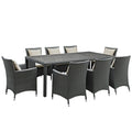 Sojourn 9 Piece Outdoor Patio Sunbrella Dining Set in Canvas By Modway