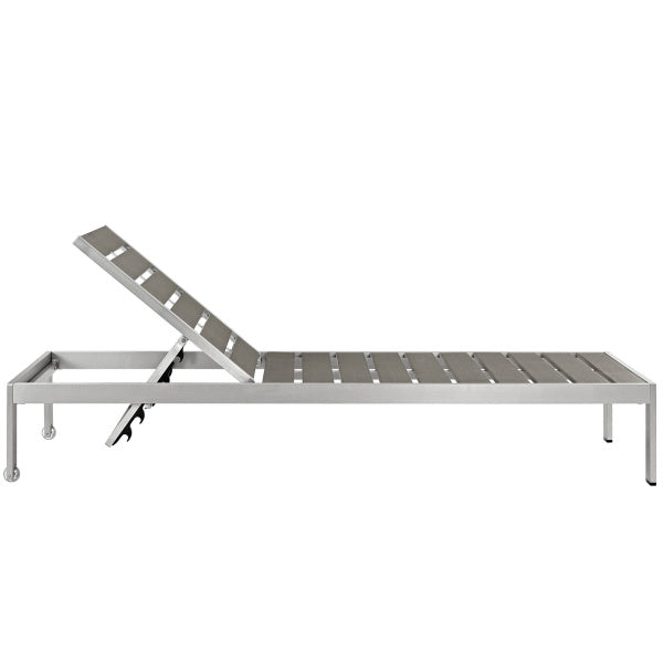 Shore Chaise Outdoor Patio Aluminum Set of 4 Silver Gray by Modway