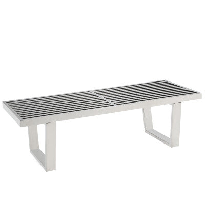 Sauna 4' Stainless Steel Bench Silver by Modway